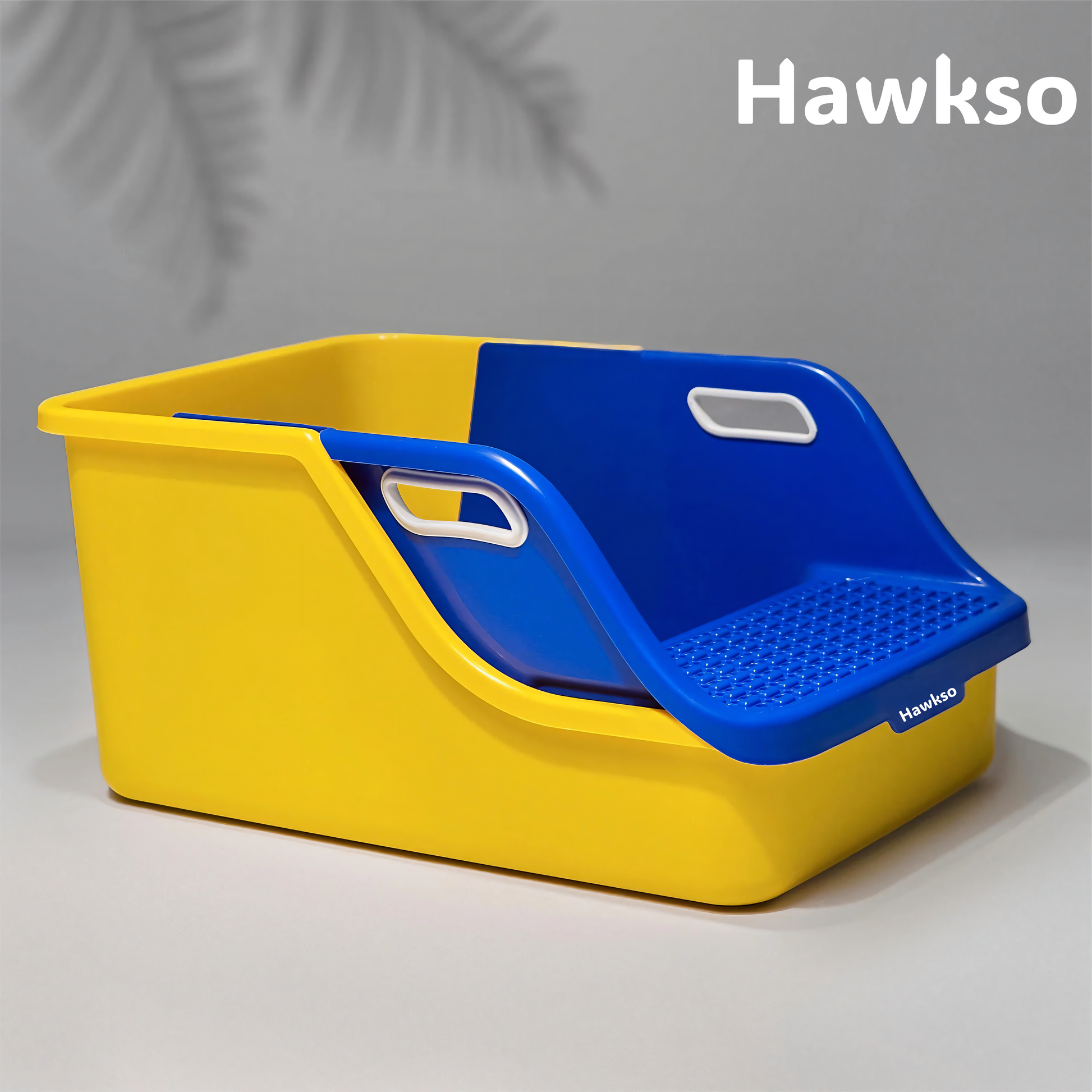 Hawkso expandable cat litter box with single-scoop cleaning system, ideal for large or multiple cats.