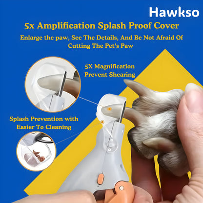 LED Pet Nail Clippers by Hawkso - LED Light, Safety Guard, Non-Slip Handle for Precise Grooming
