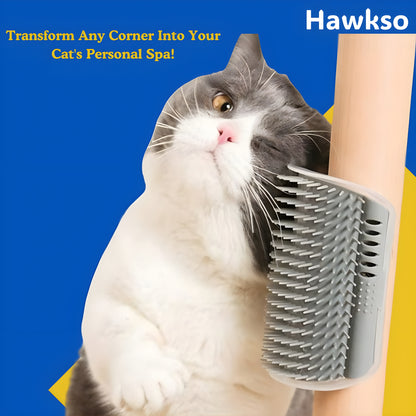 Self-Grooming Wall Corner Cat Brush with Massage Combs by Hawkso - Purrfect for Cats & Kittens